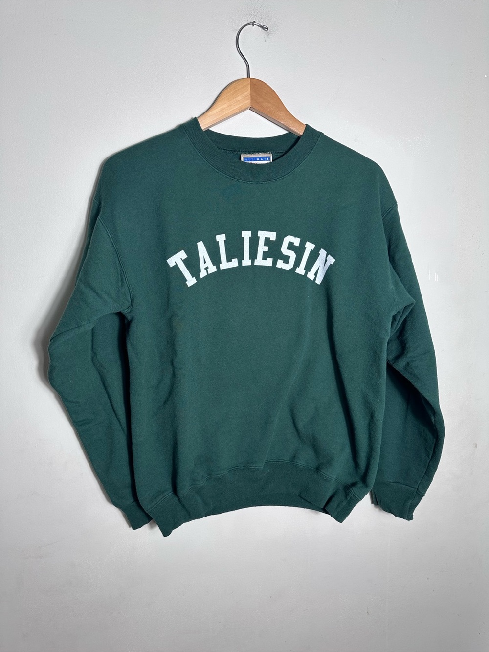 Vintage Hanes Dark Green Crewneck Sweatshirt with White Collegiate Print
